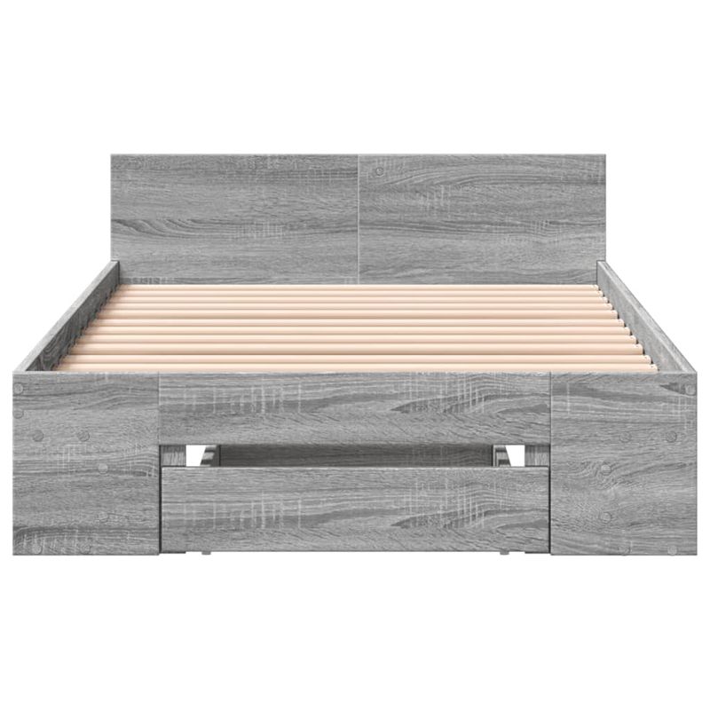 Casa si Gradina - Mobilier - Paturi si accesorii - Paturi - Cadru de pat cu sertar gri sonoma 100x200 cm lemn prelucrat - Infinity.ro