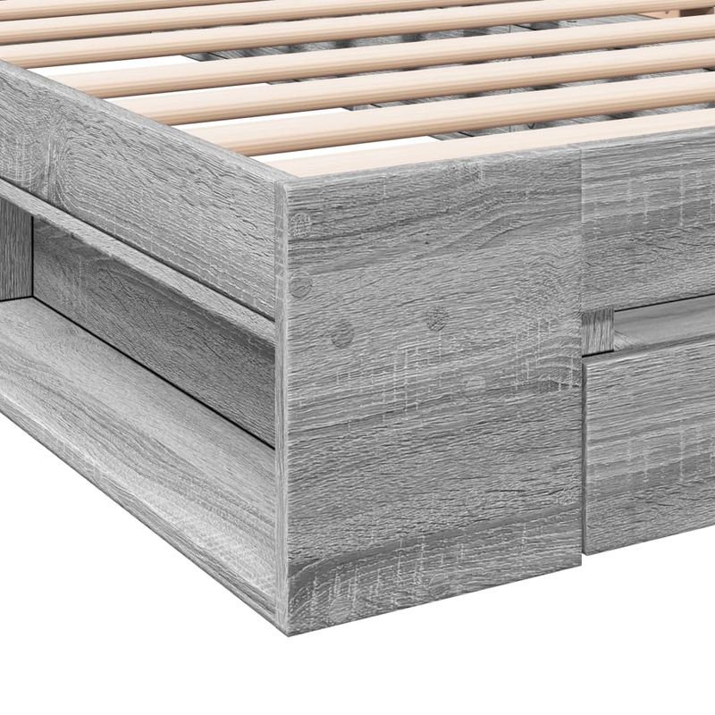Casa si Gradina - Mobilier - Paturi si accesorii - Paturi - Cadru de pat cu sertar gri sonoma 100x200 cm lemn prelucrat - Infinity.ro