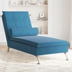 Casa si Gradina - Mobilier - Scaune si fotolii - Fotolii - Sezlong de masaj cu suport sprijin, albastru, catifea - Infinity.ro