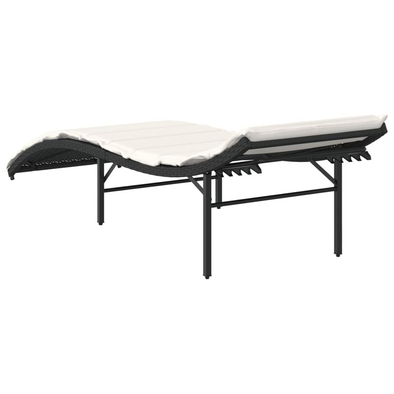 Casa si Gradina - Gradina si terasa - Mobilier exterior - Scaune si sezlonguri gradina - Sezlonguri de plaja cu perne, 2 buc., negru, poliratan - Infinity.ro