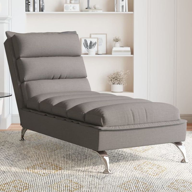 Casa si Gradina - Mobilier - Scaune si fotolii - Fotolii - Sezlong cu perne, gri taupe, material textil - Infinity.ro