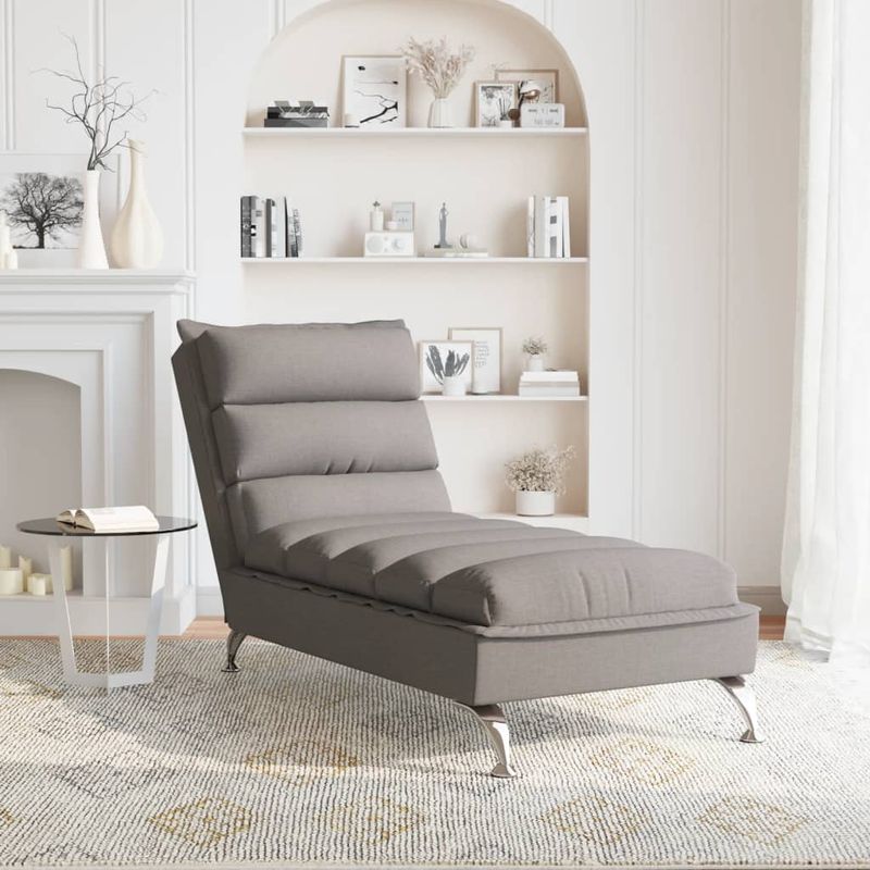 Casa si Gradina - Mobilier - Scaune si fotolii - Fotolii - Sezlong cu perne, gri taupe, material textil - Infinity.ro