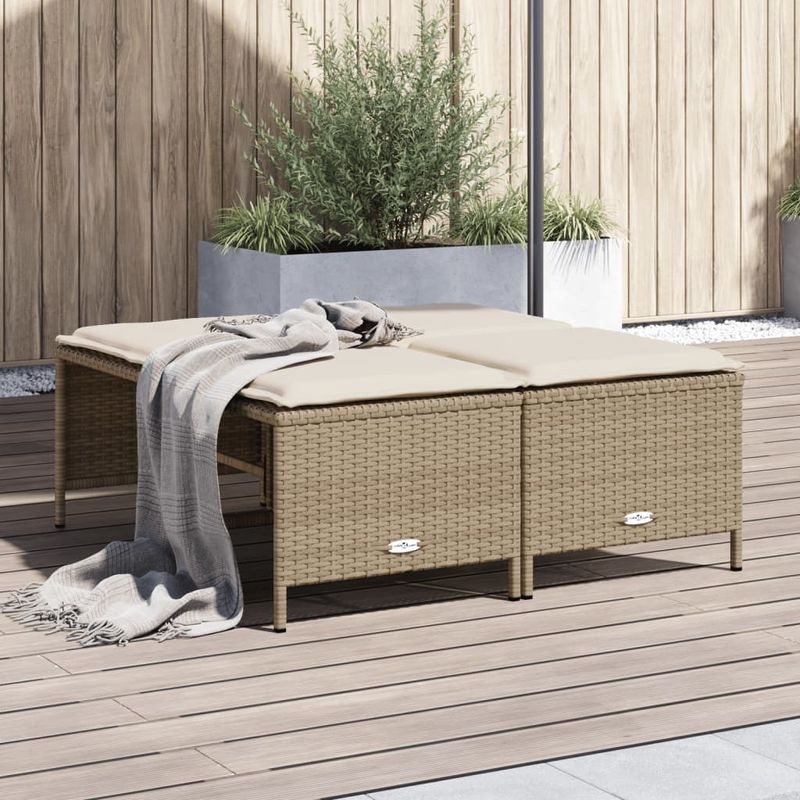 Casa si Gradina - Gradina si terasa - Mobilier exterior - Scaune si sezlonguri gradina - Scaune de gradina cu perne, 4 buc., bej, poliratan - Infinity.ro