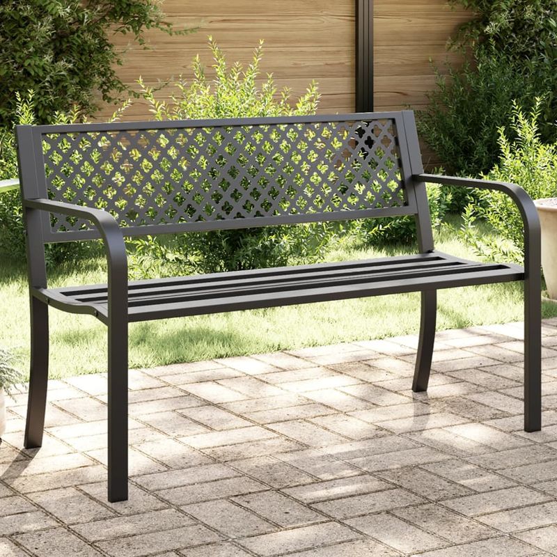 Casa si Gradina - Gradina si terasa - Mobilier exterior - Bancute de gradina - Banca de gradina, negru, 119 cm, otel - Infinity.ro