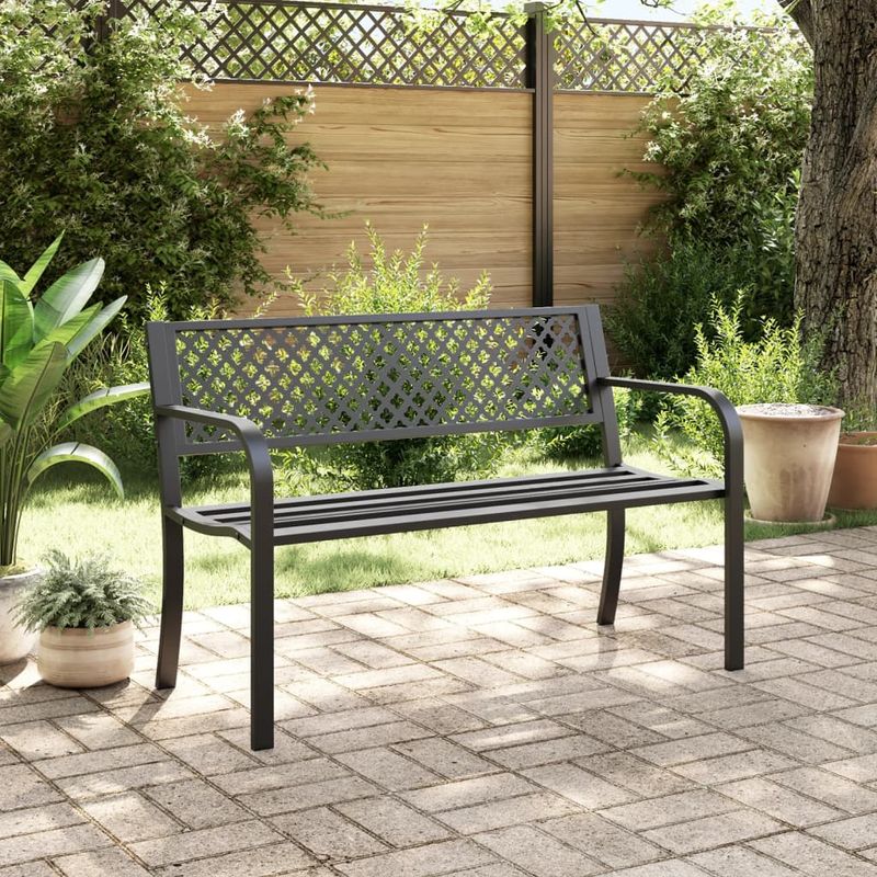 Casa si Gradina - Gradina si terasa - Mobilier exterior - Bancute de gradina - Banca de gradina, negru, 119 cm, otel - Infinity.ro