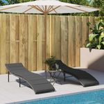 Casa si Gradina - Gradina si terasa - Mobilier exterior - Scaune si sezlonguri gradina - Sezlonguri de plaja cu perne, 2 buc., gri, poliratan - Infinity.ro
