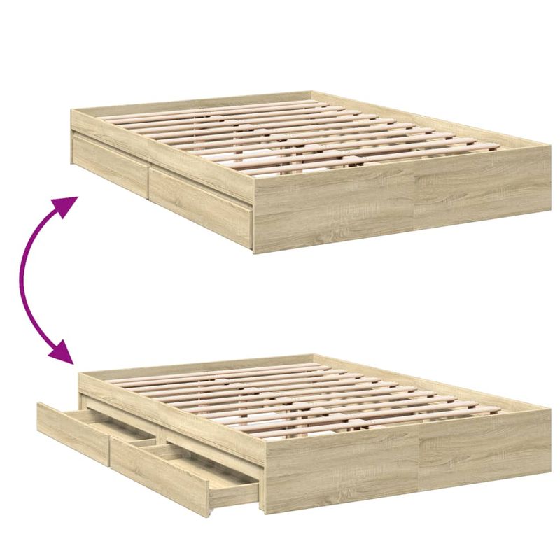 Casa si Gradina - Mobilier - Paturi si accesorii - Paturi - Cadru de pat cu sertare stejar sonoma 150x200 cm lemn prelucrat - Infinity.ro