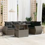 Casa si Gradina - Gradina si terasa - Mobilier exterior - Seturi mobila gradina - Set mobilier gradina cu perne, 6 piese, gri, poliratan - Infinity.ro