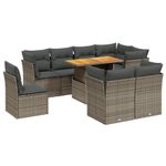 Casa si Gradina - Gradina si terasa - Mobilier exterior - Seturi mobila gradina - Set canapele de gradina, 9 piese, cu perne, gri, poliratan - Infinity.ro