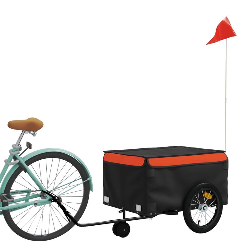 Sport si Outdoor - Ciclism - Accesorii pentru biciclete - Remorci biciclete - Remorca pentru biciclete, negru și portocaliu, 45 kg, fier, mărime 62.5x124x52 cm - Infinity.ro