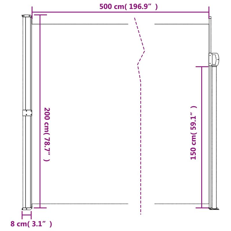 Casa si Gradina - Gradina si terasa - Umbrele si pavilioane - Umbrele - Copertina laterala retractabila, alb, 200x500 cm - Infinity.ro