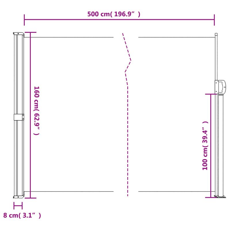 Casa si Gradina - Gradina si terasa - Umbrele si pavilioane - Umbrele - Copertina laterala retractabila, gri taupe, 160x500 cm - Infinity.ro