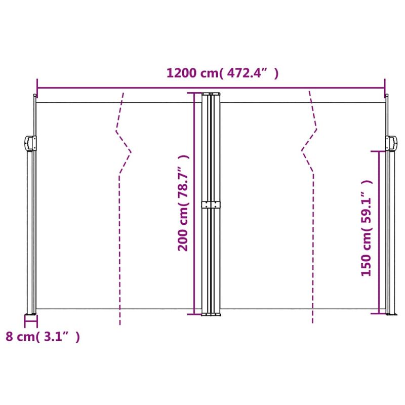 Casa si Gradina - Gradina si terasa - Umbrele si pavilioane - Umbrele - Copertina laterala retractabila, caramiziu, 200x1200 cm - Infinity.ro