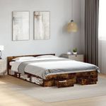 Casa si Gradina - Mobilier - Paturi si accesorii - Paturi - Cadru pat cu sertare stejar fumuriu 135x190 cm lemn prelucrat - Infinity.ro