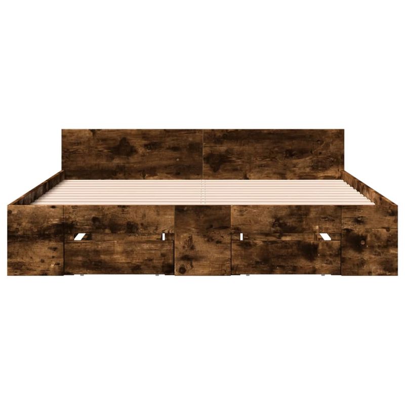 Casa si Gradina - Mobilier - Paturi si accesorii - Paturi - Cadru pat cu sertare stejar fumuriu 135x190 cm lemn prelucrat - Infinity.ro