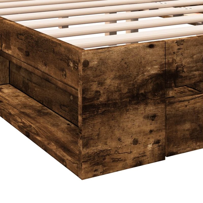Casa si Gradina - Mobilier - Paturi si accesorii - Paturi - Cadru pat cu sertare stejar fumuriu 135x190 cm lemn prelucrat - Infinity.ro