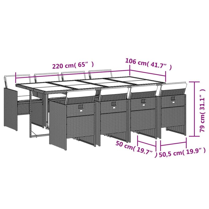 Casa si Gradina - Gradina si terasa - Mobilier exterior - Seturi mobila gradina - Set mobilier de gradina cu perne, 9 piese, maro, poliratan - Infinity.ro