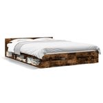 Casa si Gradina - Mobilier - Paturi si accesorii - Paturi - Cadru pat cu sertare stejar fumuriu 120x200 cm lemn prelucrat - Infinity.ro