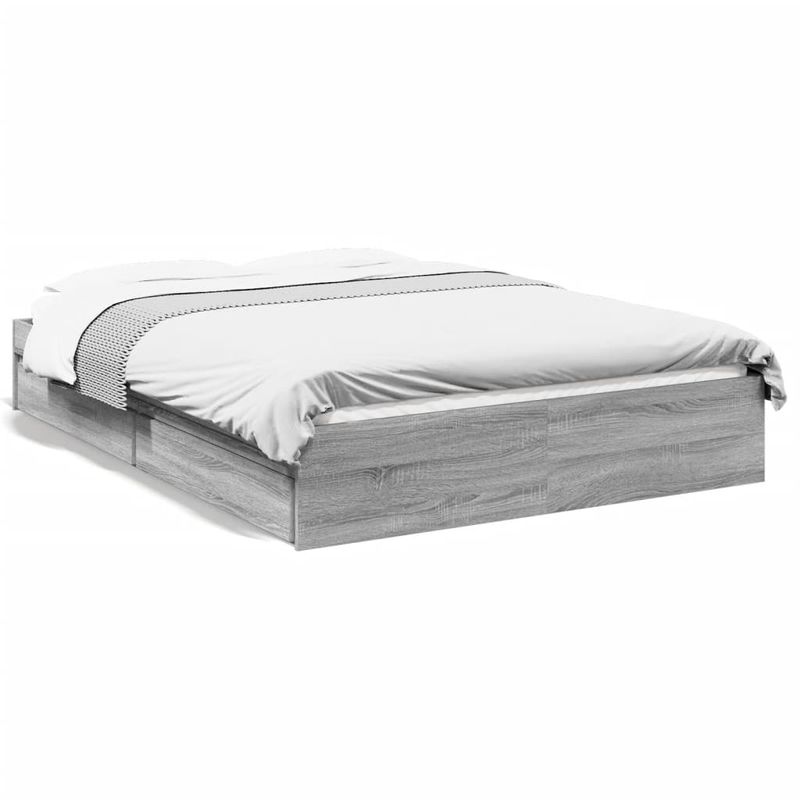 Casa si Gradina - Mobilier - Paturi si accesorii - Paturi - Cadru de pat cu sertare gri sonoma 120x190 cm lemn prelucrat - Infinity.ro
