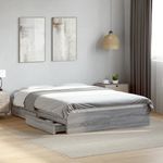 Casa si Gradina - Mobilier - Paturi si accesorii - Paturi - Cadru de pat cu sertare gri sonoma 120x190 cm lemn prelucrat - Infinity.ro
