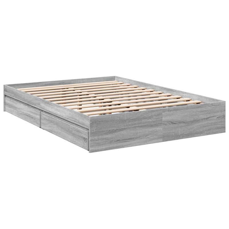 Casa si Gradina - Mobilier - Paturi si accesorii - Paturi - Cadru de pat cu sertare gri sonoma 120x190 cm lemn prelucrat - Infinity.ro