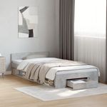 Casa si Gradina - Mobilier - Paturi si accesorii - Paturi - Cadru de pat cu sertar, gri beton, 90x200 cm, lemn prelucrat - Infinity.ro