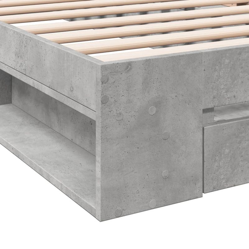 Casa si Gradina - Mobilier - Paturi si accesorii - Paturi - Cadru de pat cu sertar, gri beton, 90x200 cm, lemn prelucrat - Infinity.ro