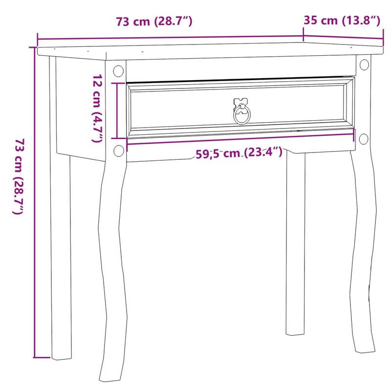 Casa si Gradina - Mobilier - Comode si corpuri - Console - Masuta consola Corona, 73x35x73 cm, lemn masiv de pin - Infinity.ro