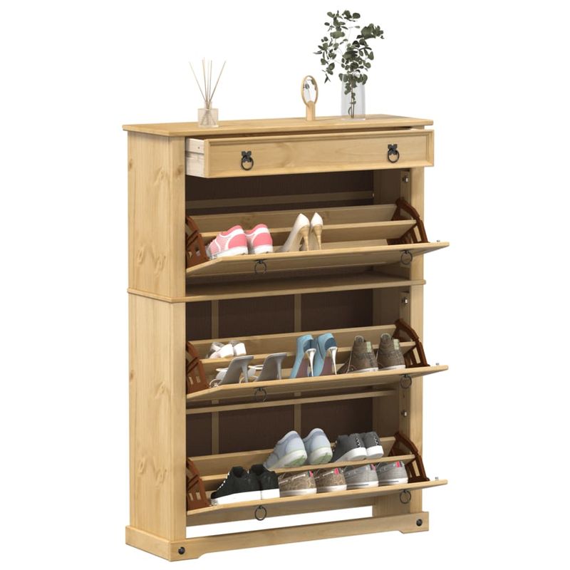 Casa si Gradina - Mobilier - Organizare si depozitare - Organizator incaltaminte - Dulap pantofi "Corona", 99x32x138 cm, lemn masiv de pin - Infinity.ro