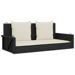 Casa si Gradina - Gradina si terasa - Mobilier exterior - Bancute de gradina - Banca de balansoar cu perne, negru, 119x56x48 cm, poliratan - Infinity.ro