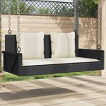 Casa si Gradina - Gradina si terasa - Mobilier exterior - Bancute de gradina - Banca de balansoar cu perne, negru, 119x56x48 cm, poliratan - Infinity.ro