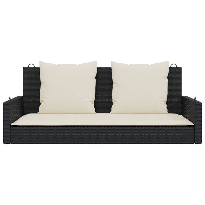 Casa si Gradina - Gradina si terasa - Mobilier exterior - Bancute de gradina - Banca de balansoar cu perne, negru, 119x56x48 cm, poliratan - Infinity.ro