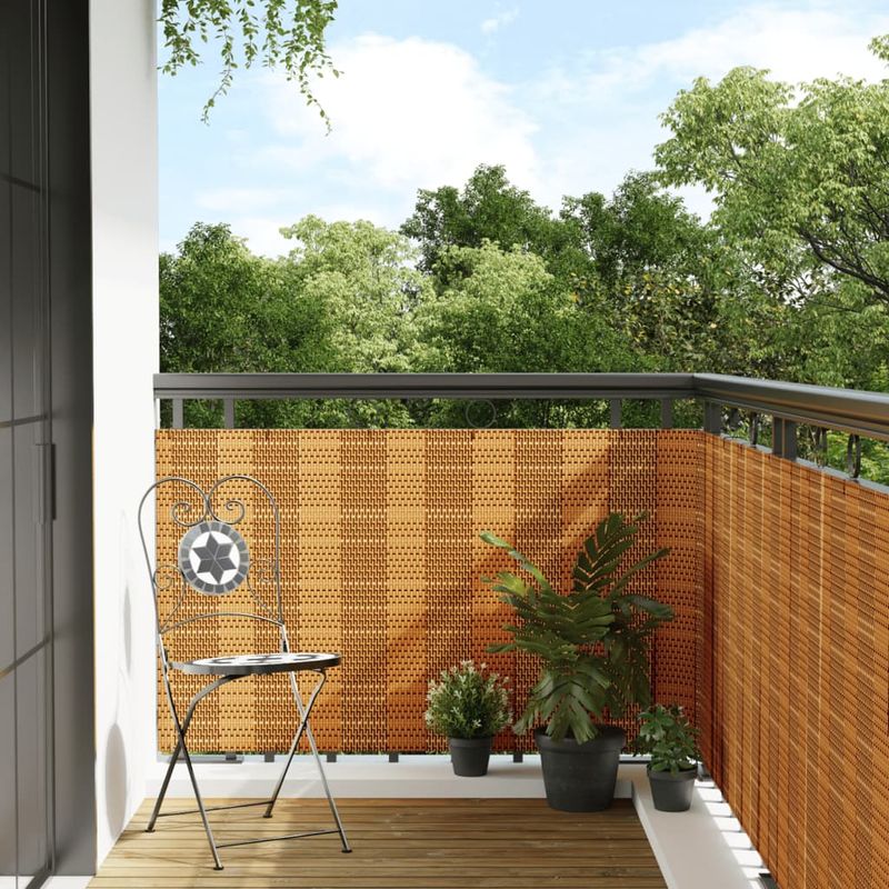 Casa si Gradina - Gradina si terasa - Garduri, panouri si accesorii - Paravan Balcon Maro Deschis 500x90 cm Poly Rattan - Infinity.ro