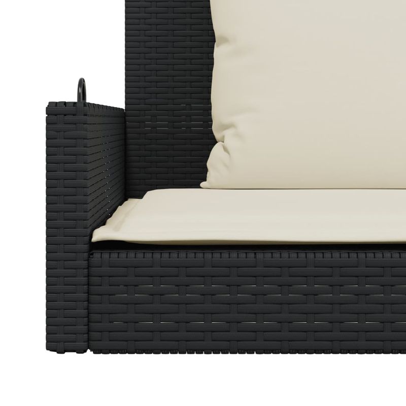 Casa si Gradina - Gradina si terasa - Mobilier exterior - Bancute de gradina - Banca de balansoar cu perne, negru, 119x56x48 cm, poliratan - Infinity.ro