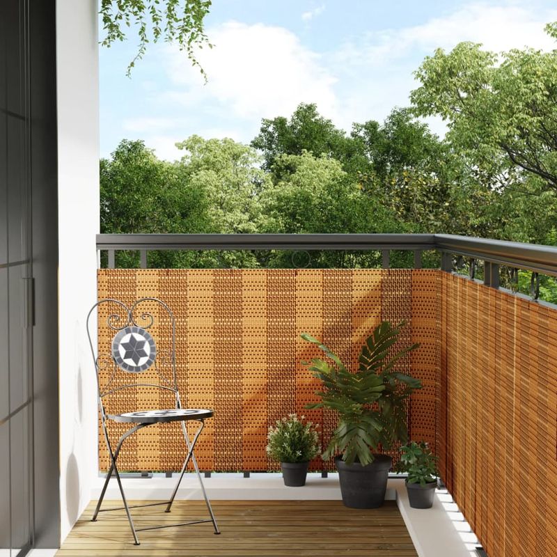 Casa si Gradina - Gradina si terasa - Garduri, panouri si accesorii - Paravan Balcon Maro Deschis 300x90 cm Poly Rattan - Infinity.ro