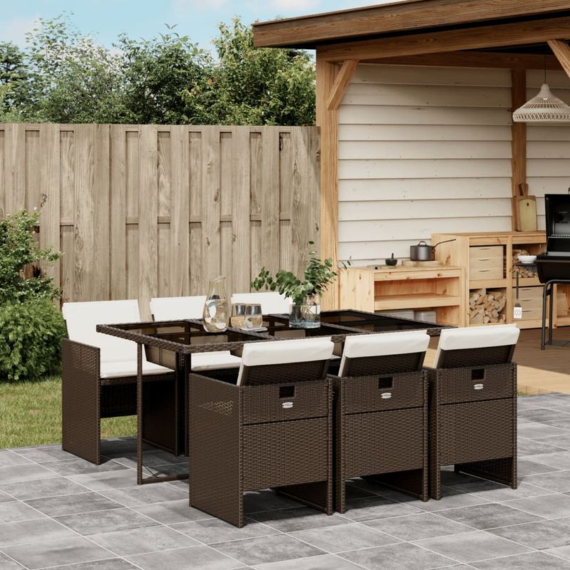 Casa si Gradina - Gradina si terasa - Mobilier exterior - Seturi mobila gradina - Set mobilier de gradina cu perne, 7 piese, maro, poliratan - Infinity.ro