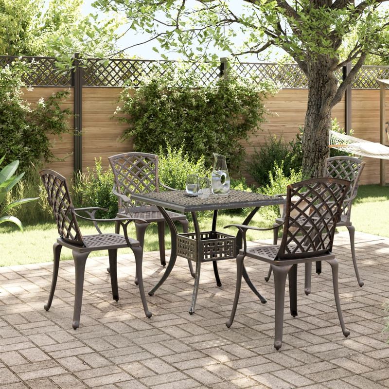 Casa si Gradina - Gradina si terasa - Mobilier exterior - Seturi mobila gradina - Set mobilier de gradina, 5 piese, bronz, aluminiu turnat - Infinity.ro