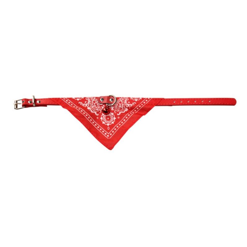 Petshop - Accesorii petshop - Zgarzi, lese si hamuri - Zgarzi - Zgarda caini si pisici cu bandana, esarfa, 39 x 1.5 cm, clopotel, rosu - Infinity.ro