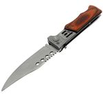 Casa si Gradina - Bucatarie si vesela - Vesela si tacamuri - Cutite si seturi de cutite - Cutit pliabil de buzunar turistic, 21 cm, maner din lemn, deschidere la buton, husa - Infinity.ro