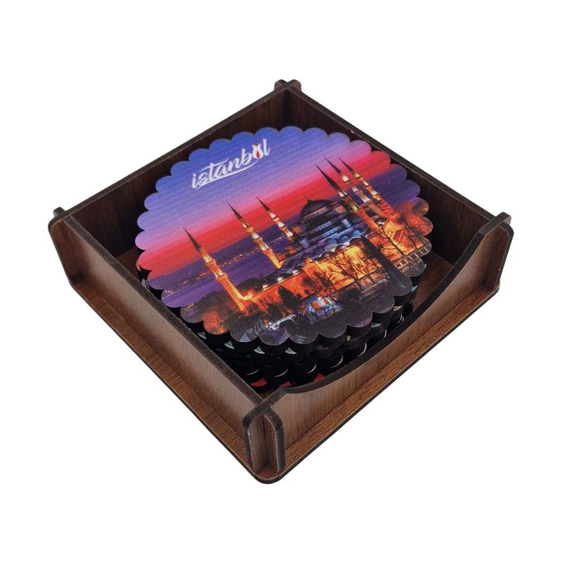 Casa si Gradina - Bucatarie si vesela - Vesela si tacamuri - Vesela pentru servire - Set 6 suport pahare in cutie rotunda, Ø9.4xh0.5 cm, EHA - Model 2 - Infinity.ro