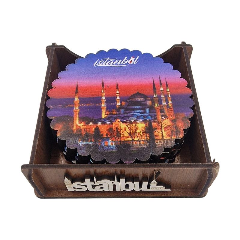 Casa si Gradina - Bucatarie si vesela - Vesela si tacamuri - Vesela pentru servire - Set 6 suport pahare in cutie rotunda, Ø9.4xh0.5 cm, EHA - Model 2 - Infinity.ro