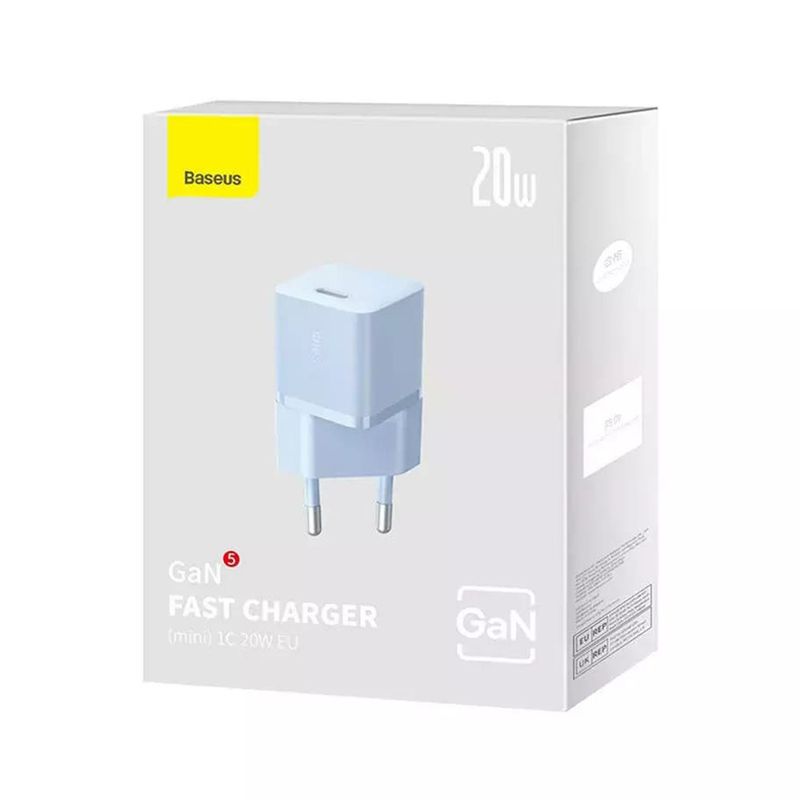 Laptop, Telefoane si Tablete - Telefoane mobile si accesorii - Accesorii Telefoane - Incarcatoare telefoane - Incarcator Type-C, Fast Charging, GaN, 20W - Baseus (CCGN050103) - Albastru - Infinity.ro