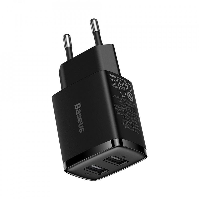 Laptop, Telefoane si Tablete - Telefoane mobile si accesorii - Accesorii Telefoane - Incarcatoare telefoane - Incarcator priza 2xUSB 10.5W - Baseus (CCXJ010201) - Negru - Infinity.ro