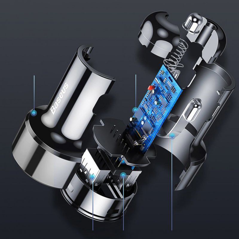 Laptop, Telefoane si Tablete - Telefoane mobile si accesorii - Accesorii Telefoane - Incarcatoare telefoane - Incarcator Auto USB, Type-C 6A, 45W - Baseus Magic Series (CCMLC20C-01) - Negru - Infinity.ro