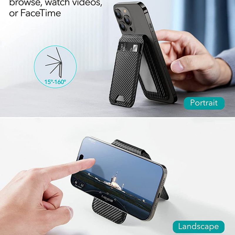 Laptop, Telefoane si Tablete - Telefoane mobile si accesorii - Accesorii Telefoane - Suport si docking telefoane - Suport de Birou Tip Portofel din Piele Ecologica - ESR Holder MagSafe HaloLock - Negru Sheepskin - Infinity.ro