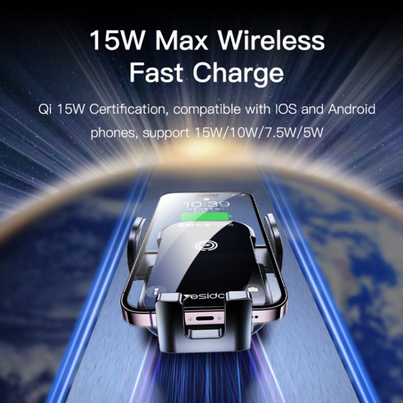 Laptop, Telefoane si Tablete - Telefoane mobile si accesorii - Accesorii Telefoane - Suport si docking telefoane - Suport Auto cu Incarcare Wireless, Universal, 15W - Yesido (C197) - Negru - Infinity.ro