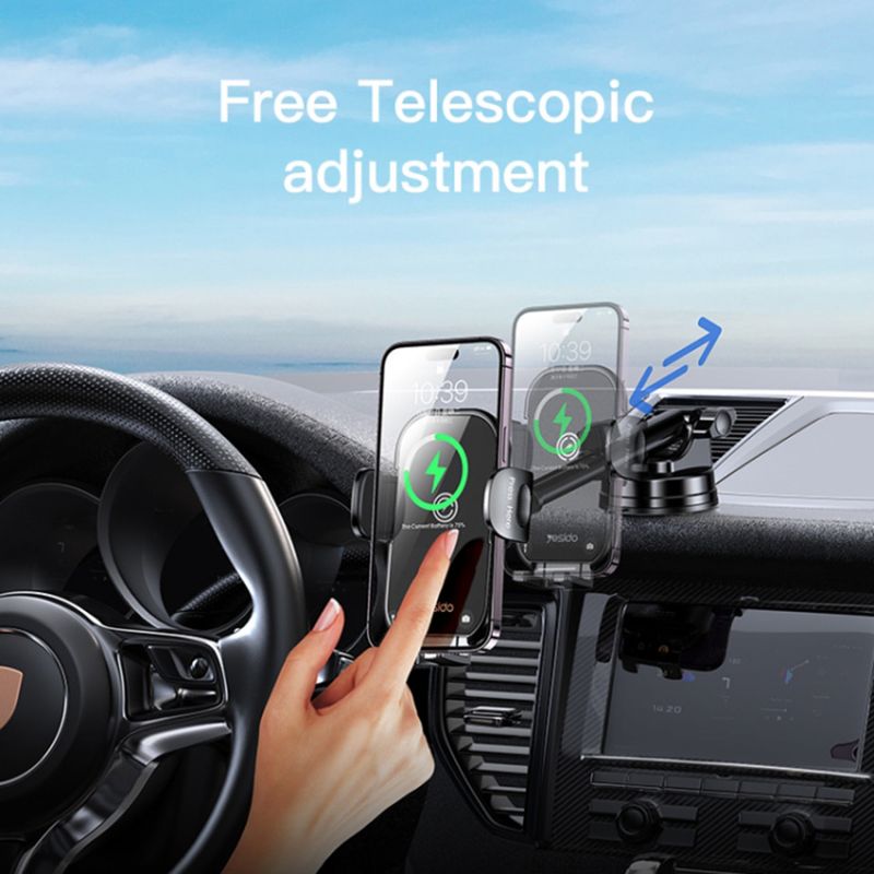 Laptop, Telefoane si Tablete - Telefoane mobile si accesorii - Accesorii Telefoane - Suport si docking telefoane - Suport Auto cu Incarcare Wireless, Universal, 15W - Yesido (C197) - Negru - Infinity.ro
