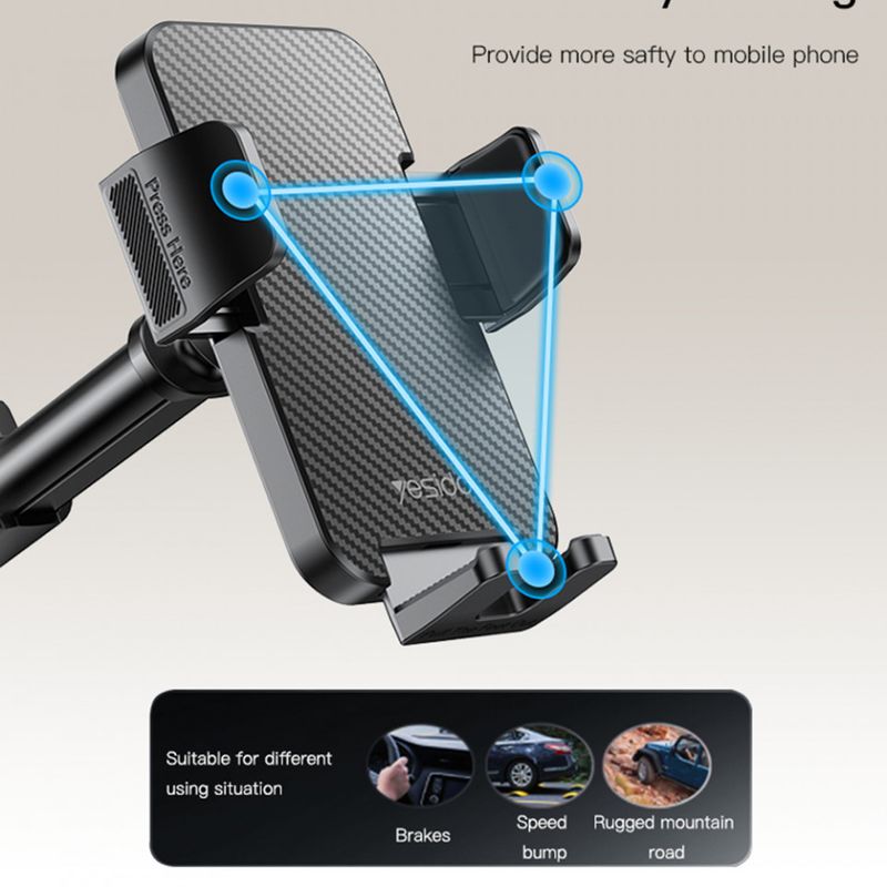 Laptop, Telefoane si Tablete - Telefoane mobile si accesorii - Accesorii Telefoane - Suport si docking telefoane - Suport Auto cu Prindere de Bord si Parbriz - Yesido (C173) - Negru - Infinity.ro