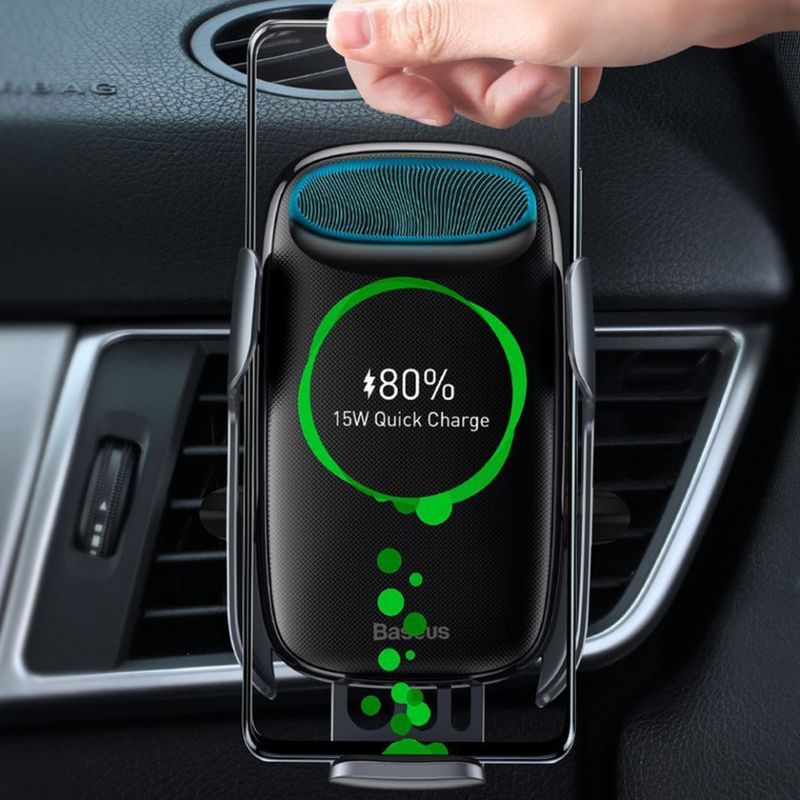 Laptop, Telefoane si Tablete - Telefoane mobile si accesorii - Accesorii Telefoane - Suport si docking telefoane - Suport Auto cu Incarcare Wireless 15W - Baseus (WXHW02-01) - Negru - Infinity.ro