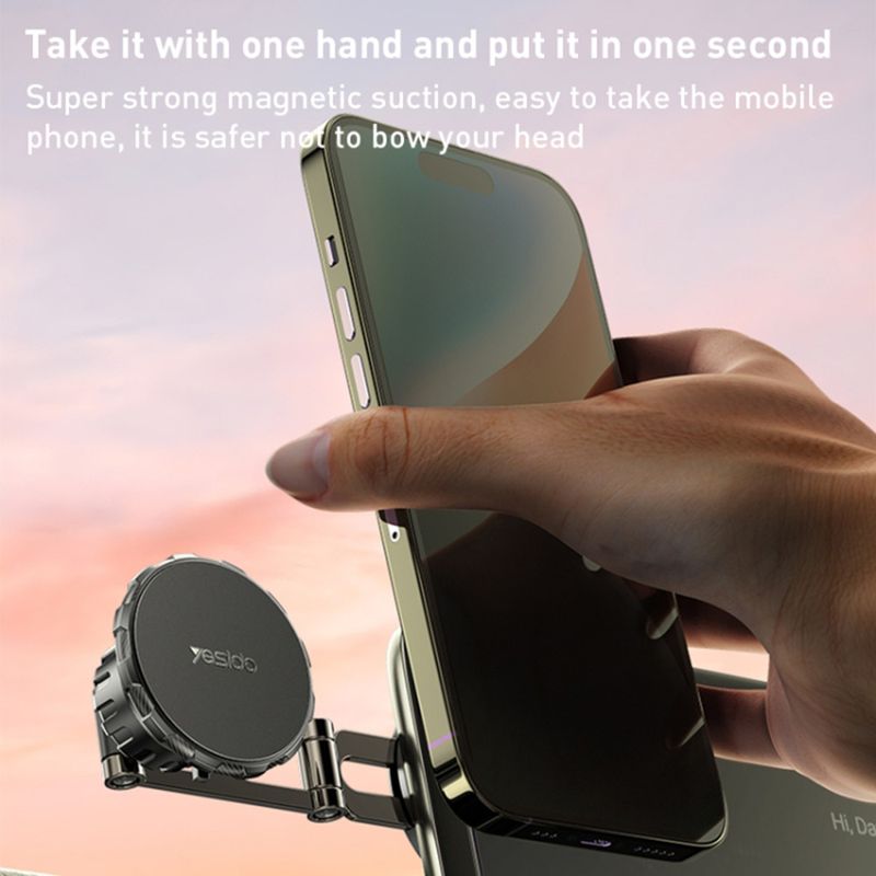 Laptop, Telefoane si Tablete - Telefoane mobile si accesorii - Accesorii Telefoane - Suport si docking telefoane - Suport auto, prindere bord - Yesido (C198) - Gri - Infinity.ro